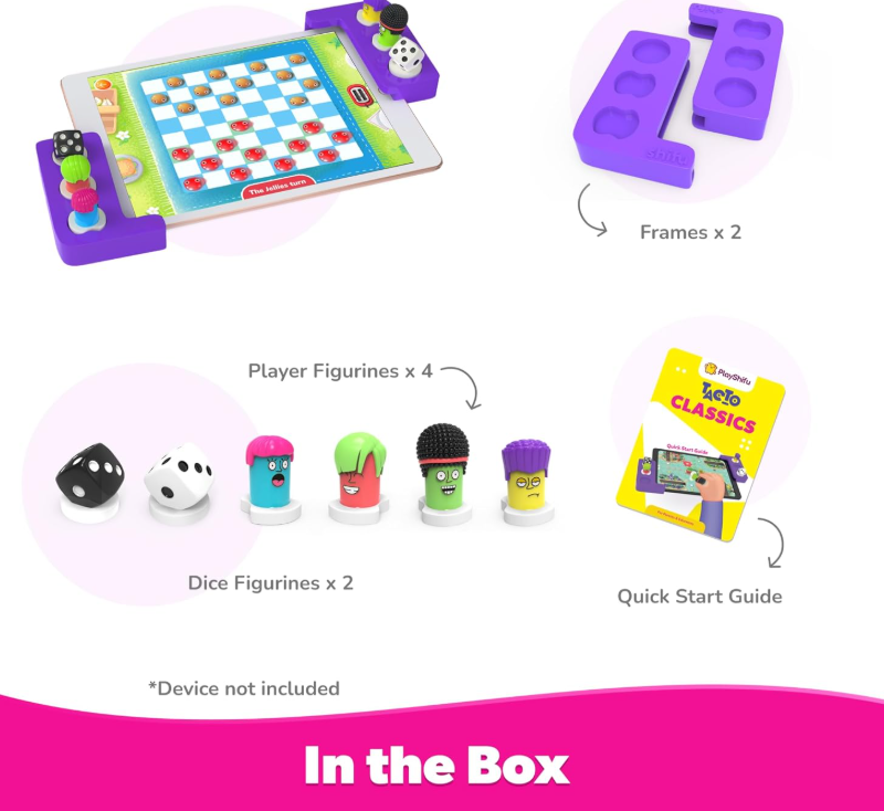 Shifu Play Tacto Classics | Real Figurines, Digital Games | 4in1 Board Games - Ludo, Checkers, Ladders, Tic Tac Toe | Ages 4 & Up | Works with iPads, Samsung tabs, Kindle Fire (Tablet Not Included) Secondary image