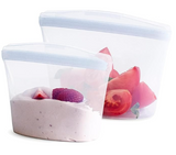 Stasher Premium Silicone Reusable Food Storage Bags, 2-Pack, Clear