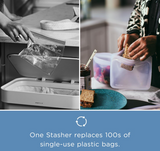 Stasher Premium Silicone Reusable Food Storage Bags, 2-Pack, Clear