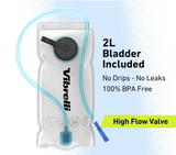 Vibrelli Hydration Pack & 2L Hydration Water Bladder - High Flow Bite Valve - Hydration Backpack with Storage - Lightweight Running Backpack, Cycling, Hiking, Ski for Men, Women & Kids