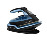 Tefal Freemove Air FV6551 - Steam Iron, 190g/min Boost Shot, 35g/min Continuous Output, Cordless, Auto-Off, Anti Scale Rinsing System, Easy Gliding Soleplate Technology, Black and Metal Blue