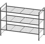 Simple Houseware 3-Tier Stackable Shoe Rack Storage Shelf, Black