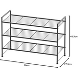Simple Houseware 3-Tier Stackable Shoe Rack Storage Shelf, Black