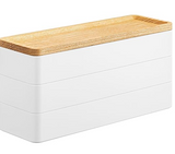 Yamazaki Home Rin Stacking Watch And Accessory Case, Jewelry Box Organizer For Glasses, 3-Tier - Accessories - Plastic + Wood,White