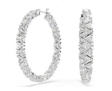 Swarovski 5598343 Ortyx hoop earrings Triangle cut, White, Rhodium plated