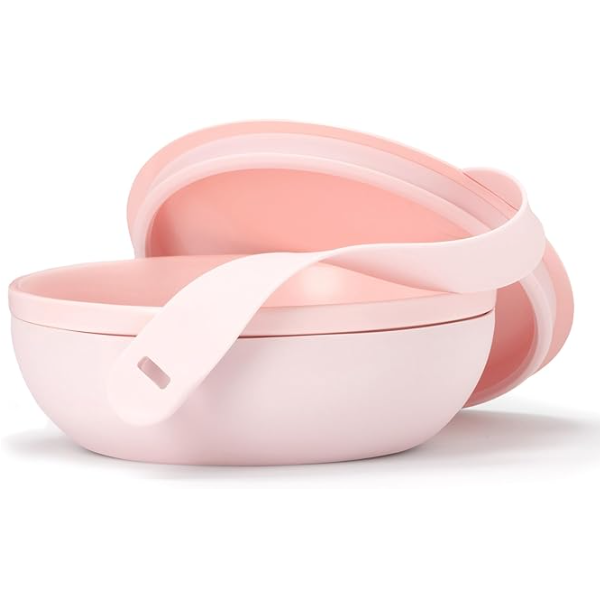 W&P Porter Bowl Lunch Container w/Protective Non-slip Exterior, Blush 1 Liter | Lid & Snap-tight Silicone Strap | Food Storage, Bento Box, Meal Prep | BPA-Free Ceramic Main image