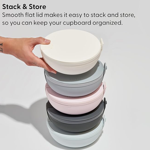 W&P Porter Bowl Lunch Container w/Protective Non-slip Exterior, Blush 1 Liter | Lid & Snap-tight Silicone Strap | Food Storage, Bento Box, Meal Prep | BPA-Free Ceramic Secondary image