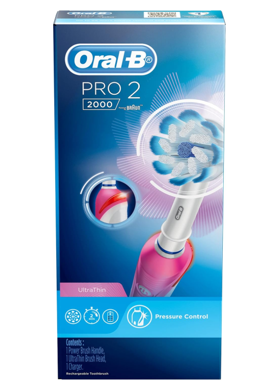 Oral-B Pro2 2000 Rechargeable Toothbrush, Pink, 1ct