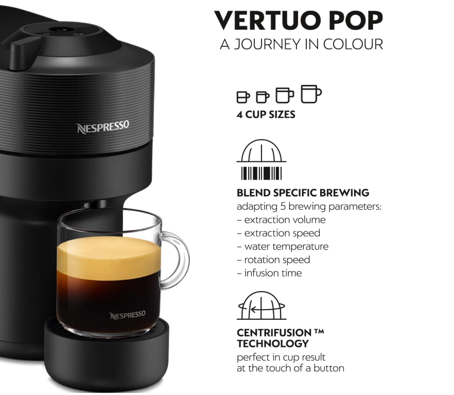 Nespresso Vertuo Pop Coffee Machine, Black
