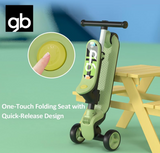 gb Kids Scooter with Removable Seat, Adjustable Height, LED Wheels, Ages 1.5-10 Years