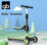 gb Kids Scooter with Removable Seat, Adjustable Height, LED Wheels, Ages 1.5-10 Years
