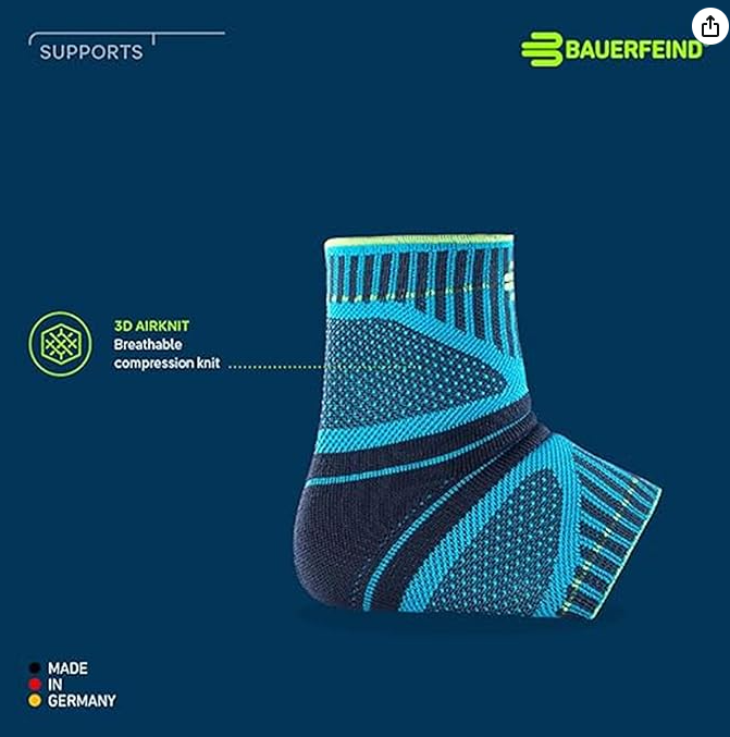 Bauerfeind Ankle Support Dynamic Unisex Ankle Support Bandage for Sports such as Jogging, Football or Fitness, Ankle Brace for Sensomotor Skill, Rivera, XL