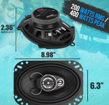 Pyle 3-Way Universal Car Stereo Speakers - 400W 6” x 8” Triaxial Loud Pro Audio Car Speaker Universal OEM Quick Replacement Component Speaker Vehicle Door/Side Panel Mount Compatible - PL6183BK (Pair)