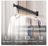 Wall Mounted Clothes Hanger Rack, Retractable Clothes Drying Rack,Space-Saver, Laundry Drying Rack,Collapsible, for Laundry,Balcony, Mudroom, Bedroom,Dark Grey Color