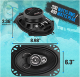 Pyle 3-Way Universal Car Stereo Speakers - 400W 6” x 8” Triaxial Loud Pro Audio Car Speaker Universal OEM Quick Replacement Component Speaker Vehicle Door/Side Panel Mount Compatible - PL6183BK (Pair)