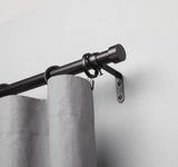 Umbra Cappa 1” Adjustable Curtain Rod for Windows – 36 to 66” Drapery Rod, Brushed Black