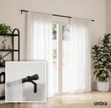 Umbra Cappa 1” Adjustable Curtain Rod for Windows – 36 to 66” Drapery Rod, Brushed Black