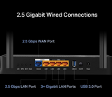 TP-Link BE3600 Dual-band WLAN router, wireless, up to 3.6 Gbit/s, 2.5G multi-gigabit connections, MLO, games and streaming, EasyMesh compatible, easy configuration