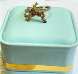 Yellow Gold Sapphire With Diamond Ring 3.7G