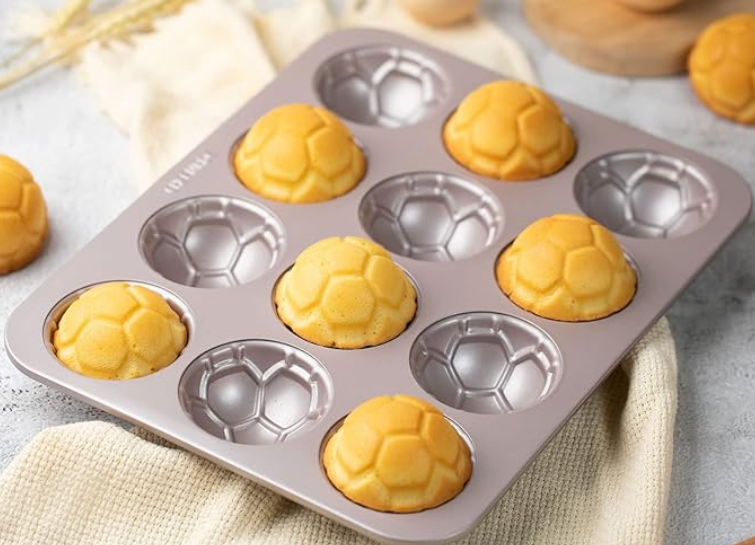 CHEFMADE WK9837 12 Cup Non-Stick Soccer Cake Pan