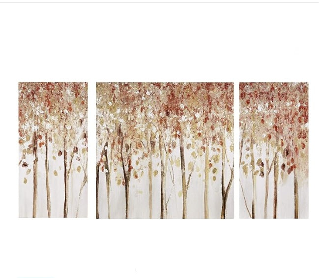 Madison Park Wall Art Living Room Décor - Scenery Triptych Canvas Home Accent Modern Dining Bathroom Decoration, Ready to Hang Painting for Bedroom, Multi-Sizes, Autumn Forest 3 Piece