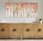 Madison Park Wall Art Living Room Décor - Scenery Triptych Canvas Home Accent Modern Dining Bathroom Decoration, Ready to Hang Painting for Bedroom, Multi-Sizes, Autumn Forest 3 Piece