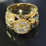 14KYG 32nd Degree Masonic Scottish Rite 0.72Ct Diamond Ring 10.6GM