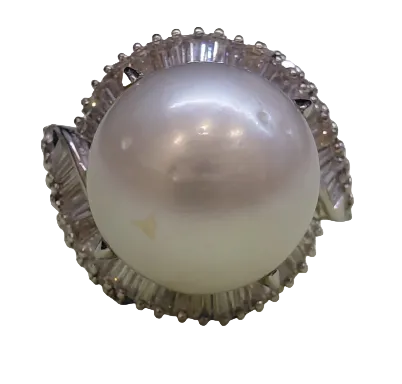 South Sea Pearl Diamond Ring