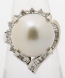 Platinum 900 South Sea Pearl 13.8MM With Multiple Diamonds 15.2G