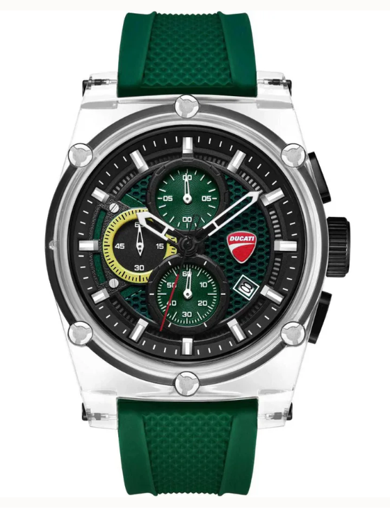 Ducati Corse Green Silicone Strap Mens Watch hronograph DTWGO0001603