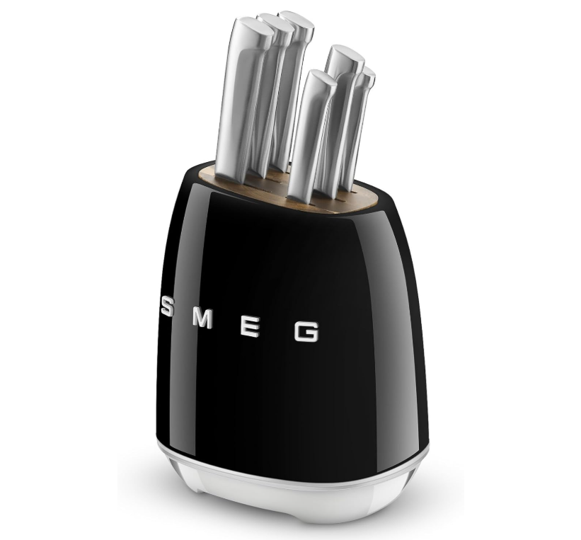 Smeg Black Stainless Steel Knife Block Set