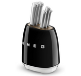 Smeg Black Stainless Steel Knife Block Set