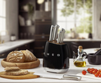 Smeg Black Stainless Steel Knife Block Set
