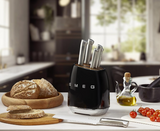 Smeg Black Stainless Steel Knife Block Set