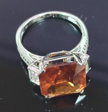 750WG Garnet With Diamonds Ring Lady 5.1GM