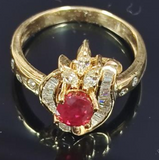 750YG Ruby With Diamonds Ring 4.9GM