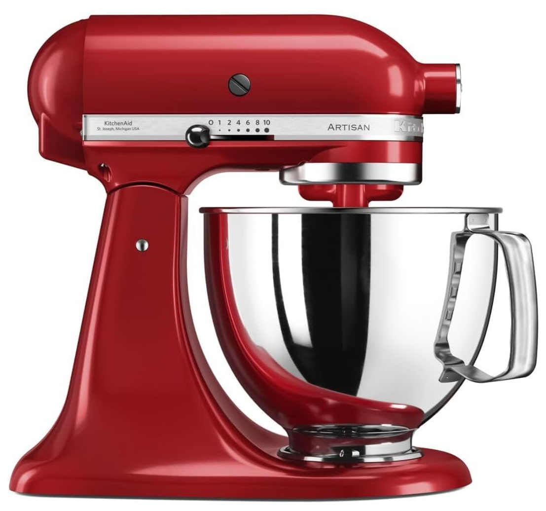 KitchenAid 144279 5KSM125 EER Artisan Food Processor with 5KSM125EER Basic Equipment, Empire Red, Aluminium, 300 W, 4.8 liters
