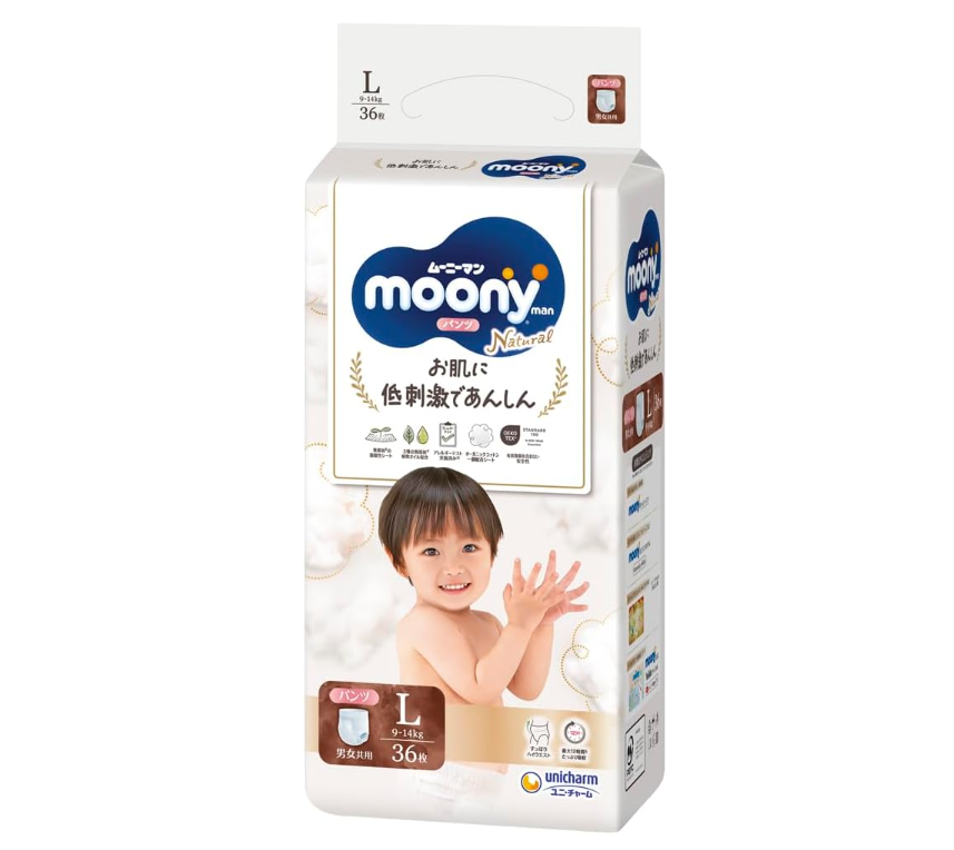Moony Natural pants L (9-14kg) 36 pcs , 4PACK Main image