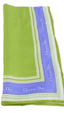 Christian Dior Silk Handkerchief Scarf Green Yellow Blue 57cm X 57cm