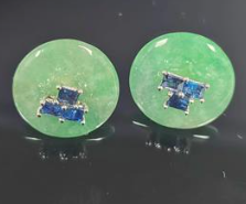 750WG Jade Earrings With Blue Stones 6.3GM Main image