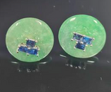 750WG Jade Earrings With Blue Stones 6.3GM