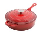 Crock Pot Artisan 3.5 Quart Enameled Cast Iron Deep Sauté Pan, Scarlet Red