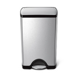 Simplehuman CW1814 38 Liter / 10 Gallon Stainless Steel Rectangular Kitchen Step Trash Can, Brushed Stainless Steel Large