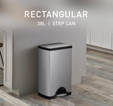 Simplehuman CW1814 38 Liter / 10 Gallon Stainless Steel Rectangular Kitchen Step Trash Can, Brushed Stainless Steel Large