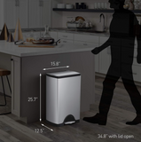 Simplehuman CW1814 38 Liter / 10 Gallon Stainless Steel Rectangular Kitchen Step Trash Can, Brushed Stainless Steel Large