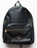 Coach Large Charlie Backpack Black Pebbled Leather