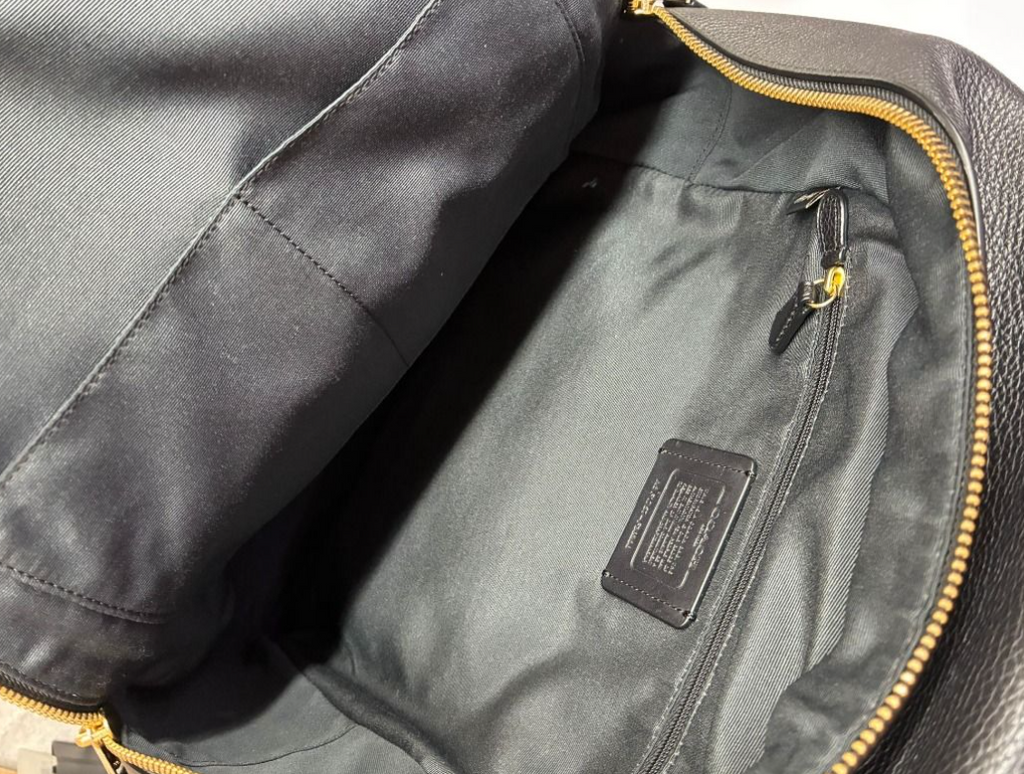 Coach Large Charlie Backpack Black Pebbled Leather