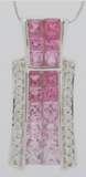 18K WG Pink Sapphire Ruby And Diamond Pendant 4.1G