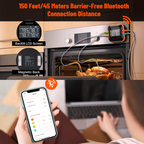 Inkbird 150ft Bluetooth Meat Thermometer with 4 Colored Probes, Temperature Graph Real-time Check & Download BBQ Grill Thermometer for Kitchen Food Smoker Thermometer IBT-24S, Rechargeable