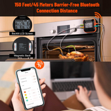 Inkbird 150ft Bluetooth Meat Thermometer with 4 Colored Probes, Temperature Graph Real-time Check & Download BBQ Grill Thermometer for Kitchen Food Smoker Thermometer IBT-24S, Rechargeable